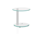 Artiss Coffee Table Round Tempered Glass Side End Beside Tables Cafe 45cm