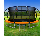 Everfit 14FT Trampoline for Kids w/ Ladder Enclosure Safety Net Rebounder Orange