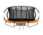 Everfit 14FT Trampoline for Kids w/ Ladder Enclosure Safety Net Rebounder Orange