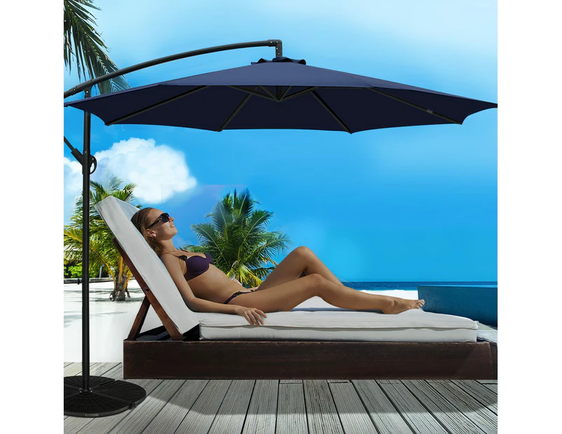 InstaHut 3m Outdoor Umbrella Cantilever Beach Garden Patio Navy