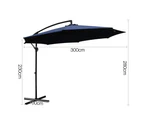 InstaHut 3m Outdoor Umbrella Cantilever Beach Garden Patio Navy