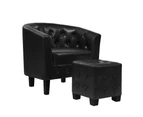 Artiss Armchair Set with Ottoman Black Ava