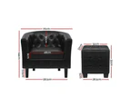 Artiss Armchair Set with Ottoman Black Ava