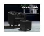 Artiss Armchair Set with Ottoman Black Ava