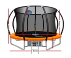 Everfit 10FT Trampoline for Kids w/ Ladder Enclosure Safety Net Rebounder Orange