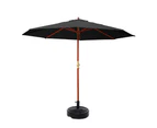 InstaHut 3m Outdoor Umbrella w/Base Pole Umbrellas Garden Sun Stand Deck Black