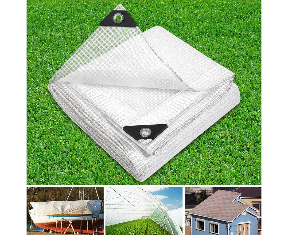 InstaHut Tarp Tarpaulin 3x4m Canvas Heavy Duty Camping Cover Clear