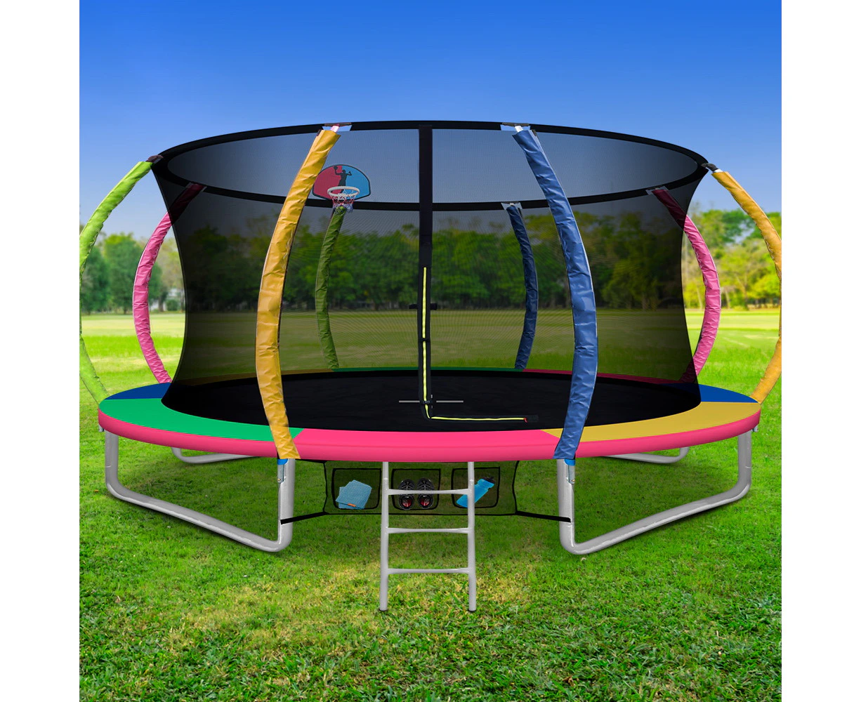 Everfit 14FT Trampoline for Kids w/ Ladder Enclosure Safety Net Rebounder Colors