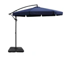 Instahut 3m Outdoor Umbrella w/Base Cantilever Garden Beach Patio Navy
