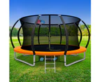 Everfit 12FT Trampoline for Kids w/ Ladder Enclosure Safety Net Rebounder Orange