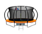 Everfit 12FT Trampoline for Kids w/ Ladder Enclosure Safety Net Rebounder Orange