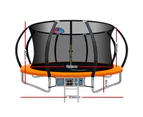 Everfit 12FT Trampoline for Kids w/ Ladder Enclosure Safety Net Rebounder Orange