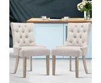 Dining Chairs Chair French Provincial Wooden Fabric Retro Cafe Beige 2pc