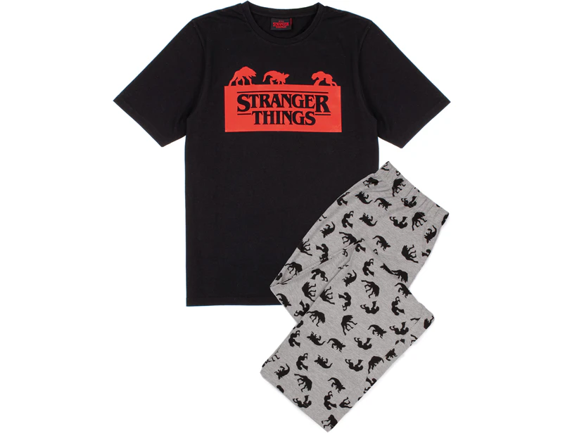 Stranger Things Mens Short Sleeve Long Leg Pyjama Set (Black)
