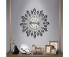 Artiss 60cm Wall Clock Large 3D Peacock Crystal Silver