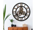 Artiss 60cm Wall Clock Large Retro Roman Numerals Brown