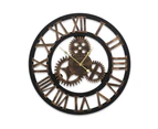 Artiss 60cm Wall Clock Large Retro Roman Numerals Brown