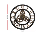 Artiss 60cm Wall Clock Large Retro Roman Numerals Brown