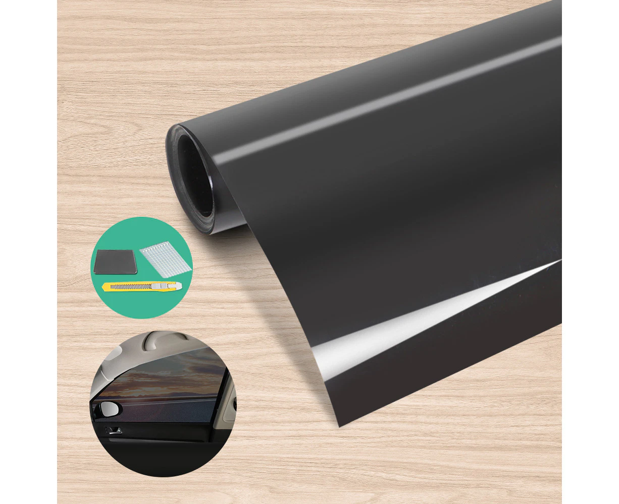 Giantz Window Tint Film Black Roll 15% VLT Home House 100cm X 30m Tinting tools