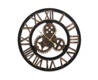 Artiss 80cm Wall Clock Large Retro Roman Numerals Brown