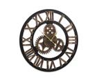 Artiss 80cm Wall Clock Large Retro Roman Numerals Brown