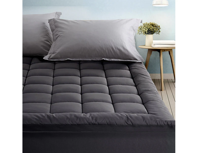 Giselle Bedding Mattress Topper Pillowtop Bamboo Charcoal King Single