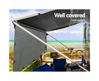 Caravan Privacy Screen Roll Out Awning 4.9x1.95M End Wall Side Sun Shade Grey