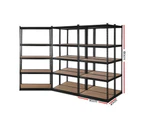 Giantz 5x1.8M Garage Shelving Warehouse Rack Pallet Racking Storage Shelve Black