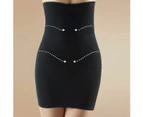 Women High Waist Shapewear Skirt Tummy Control Corset Cincher Trimmer Skirt Slip - Black