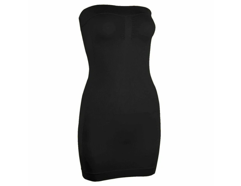 Women Shapewear Full Slip Dress Strapless  Tube Slim Body Shaper Tummy Control - Black