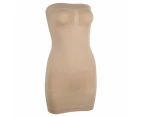 Women Shapewear Full Slip Dress Strapless Tummy Control Tube Slim Body Shaper - Natural