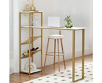 Artiss Bar Table Dining Storage Shelf Wine Rack Home Kitchen Office Desk Gold