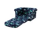 Keezi Kids Sofa 2 Seater Children Flip Open Couch Lounger Armchair Dinosaur Navy