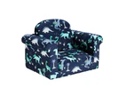 Keezi Kids Sofa 2 Seater Children Flip Open Couch Lounger Armchair Dinosaur Navy