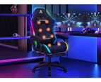 ALFORDSON LED Gaming Chair Office with 8-Point Massage Fabric Black