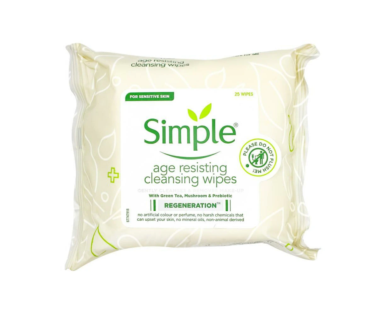 Simple Regeneration Age Resisting Cleansing Wipes 25 Pack