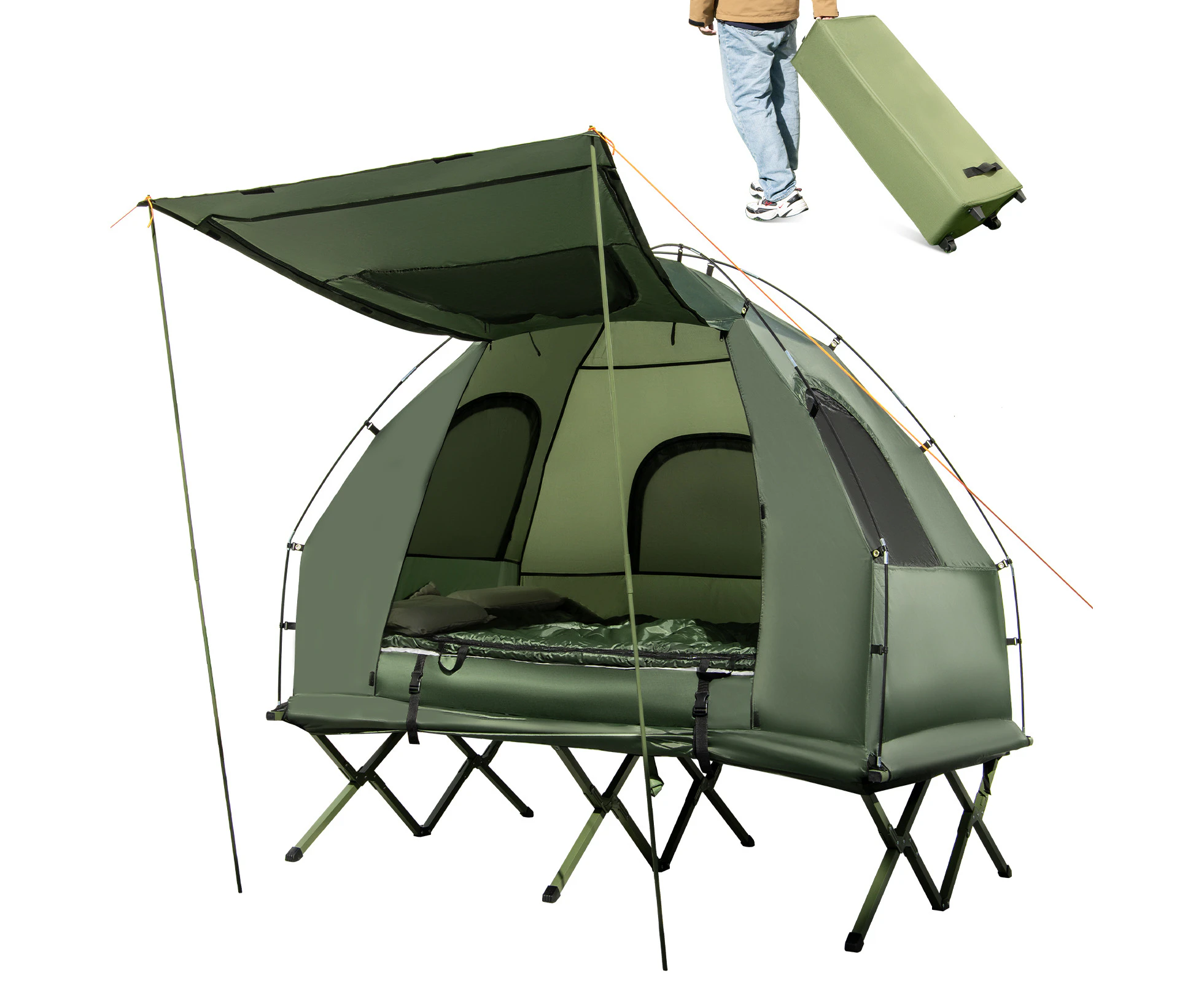 Costway 2 Person Camping Bed Stretcher Portable Hiking Tent  Swag w/Air Mattress/Pillow, Outdoor Picnic Fishing