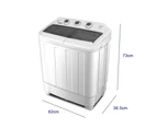 Lenoxx Compact 4.6kg Capacity Twin Tub Electric 240W Washing Machine White