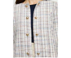 NONI B - Womens Jacket - Button Detail Boucle Jacket - Chalk Pink