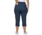 BeMe - Plus Size - Womens Jeans -  3/4 Star Embroidered Jeans - Mid Wash