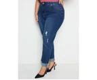 BeMe - Plus Size - Womens Jeans -  7/8 Straight Leg Jean - Mid Blue Wash