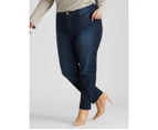 BeMe - Plus Size - Womens Jeans - Blue Full Length - Cotton Pants - Work Clothes - Summer - Indigo - Elastane - Skinny Leg - Casual Fashion Trousers - Purple