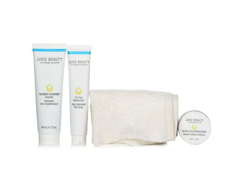 Juice Beauty Blemish Clearing Solutions Kit : Cleanser + Moisturizer + Mask + Washcloth (Unboxed) 3pcs+1cloth
