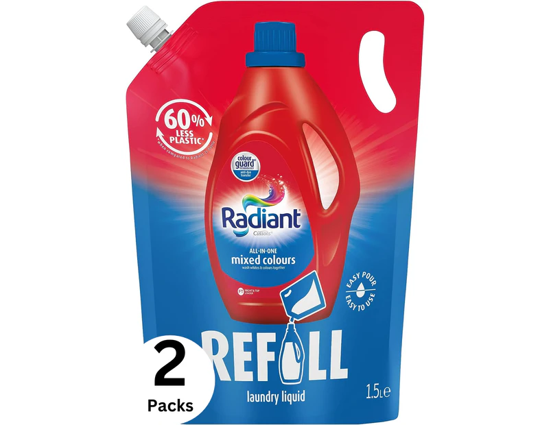 Radiant Mixed Colours Laundry Liquid Detergent Refill 1.5 Litre Red