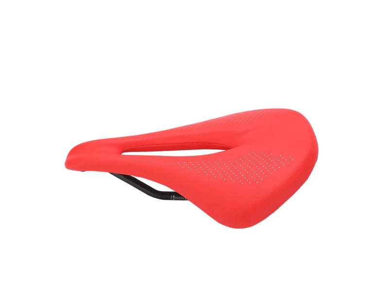 155Mm Widen Carbon Fiber Leather Bicycle Saddle Cushion Hollow Cycling Road Bike Cushion Red