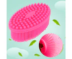 Silicone  Sensory Brush Massage Bath Tactility Training Brush Hair Washer Comb(Rose  Red)