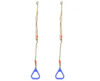 A Pair Of Adjustable Plastic Children Swing Gym Fitness Exercise Sports Hanging Ring With Rope  Blue