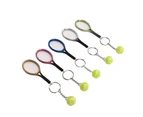 5 Pcs Mini Tennis Racket Ball Keychain Pendant Key Ring Gold  Silver Rose  Blue Bronze For Gifts Sport Lovers