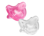 2pc Chicco Nursing Baby Physio Soft Pink/Clear Soother Pacifier Dummy 0-6m Girl