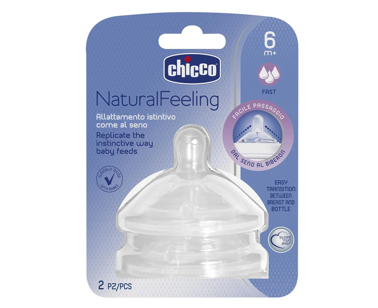 Chicco Nursing NaturalFeeling Fast Flow Silicone Teat Baby/Toddler Feeding 6m+